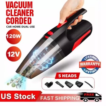 STARLIGHT- 120W 12V Corded Handheld Vacuum Cleaner Wet & Dry Portable Car Auto Home Wire