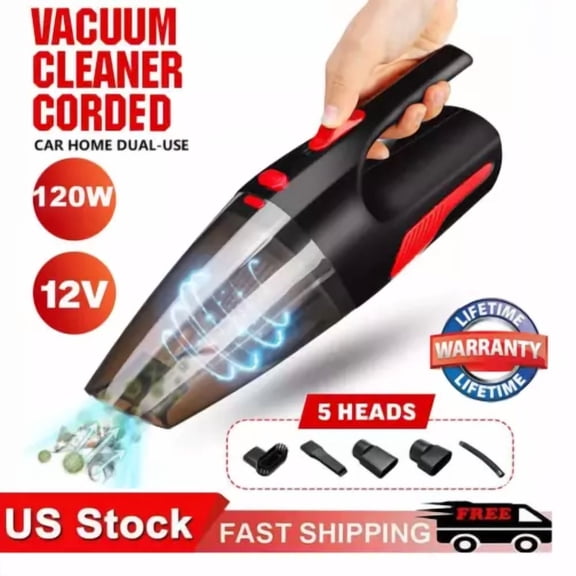 120W 12V Corded Handheld Vacuum Cleaner Wet & Dry Portable Car Auto Home Wire