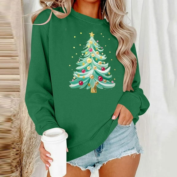 ‌FDGIU Christmas Sweatshirt for Women 2025 – Merry Holiday Pullover, Cozy Long Sleeve Loose Fit Top‌