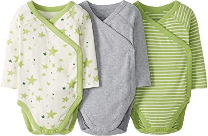 Moon and Back by Hanna Andersson Unisex-Baby 3 Pack Long Sleeve Side Snap Bodysuit T-Shirt Set