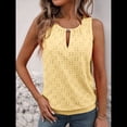thumbnail image 4 of Blusas de Verano con Ojales para Mujer, Camisetas Sin Mangas con Cuello Redondo, Camisetas para Mujer Amarillo XL, 4 of 9