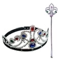 thumbnail image 1 of Princess Crown and Wand Set Lovely Shiny Rhinestone Dress up Crown Princess Wand, 1 of 6