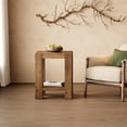 thumbnail image 6 of Finmind 2-Tier Solid Wood Side Table, Farmhouse Small Square Sofa End Table with Storage Shelves for Living Room, Bedroom, Brown, 6 of 7