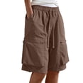 thumbnail image 2 of SwiftWear Women's Casual Wide Leg Cargo Shorts with Zipper Pockets Elastic Waistband Lose Lightweight Knee Length Shorts for Outdoor Daily Wear, 2 of 8
