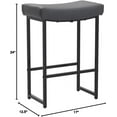 24" Bar Stools Counter Height PU Leather Saddle Stool with Metal Legs