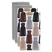 Solid and Print Kitchen Towel, Four Pack, Salt and Pepper