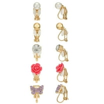 Wonder Nation Girls Goldtone Clip-On Earring Set, 5 Pairs