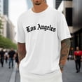 thumbnail image 2 of Aihuaihua Mens Workout Shirts Round Neck Short Sleeve Classic Los Angeles Print Men's Tee Basic Work Clothes for Men White XXXXXL, 2 of 5