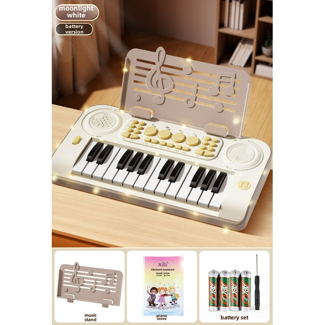 24-Key Brown Electronic Keyboard for Kids 4-6: Educational Musical Toy to Develop Intelligence, Hand-Eye Coordination & Interaction – Ideal Beginner Instrument & Birthday Gift for Boys and Girls