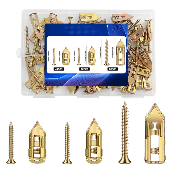 80 Pcs Self Drilling Drywall Anchors with Screws Kit, 3 Sizes Premium Zinc-Plated Manganese Steel Expansion Screws, No Pre-Drilling for Hollow Walls, Holds 100 lbs for Shelves, TV, Cabinets