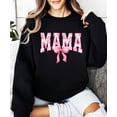 thumbnail image 2 of Cute Mama Sweatshirt for Women Trendy Pink Bow Sweater for Mom Black Sweatshirt Adult Large, 2 of 4