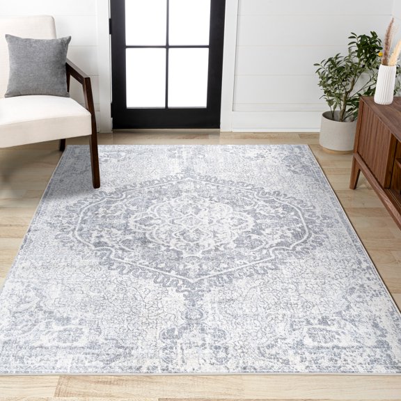 JONATHAN Y MODERN PERSIAN 5 x 8 Area Rug, Vintage Medallion - Gray/Ivory, MDP105B-5