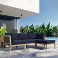 thumbnail image 2 of Lounge Sectional Sofa Set, Blue Navy Natural, Teak Wood, Outdoor Patio Balcony Cafe Bistro Garden Hospitality Restaurant, Modern Contemporary HB34454, 2 of 14