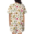 thumbnail image 6 of Uemuo Fall Fruits And Vegetables Pattern Women's Short-Sleeved Pajama, Button-Front Loungewear, 2-Piece Summer Sleepwear, Elastic Drawstring Shorts-Large, 6 of 7