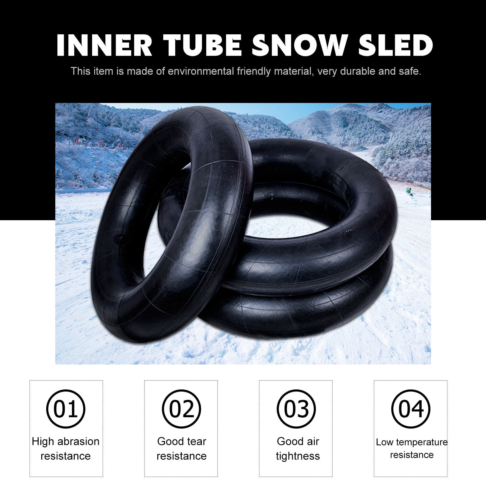 FENGGUIQU 1Pc Fast Inflate Inflatable Snow Inner Tube Black Thick Durable Outdoor Sled