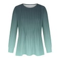 thumbnail image 4 of XuJwPNcy Long Sleeve Tops Womens Crew Neck Casual Pleated Blouses Gradient Tunic Tops Dressy Loose Fall Shirtsv, 4 of 5