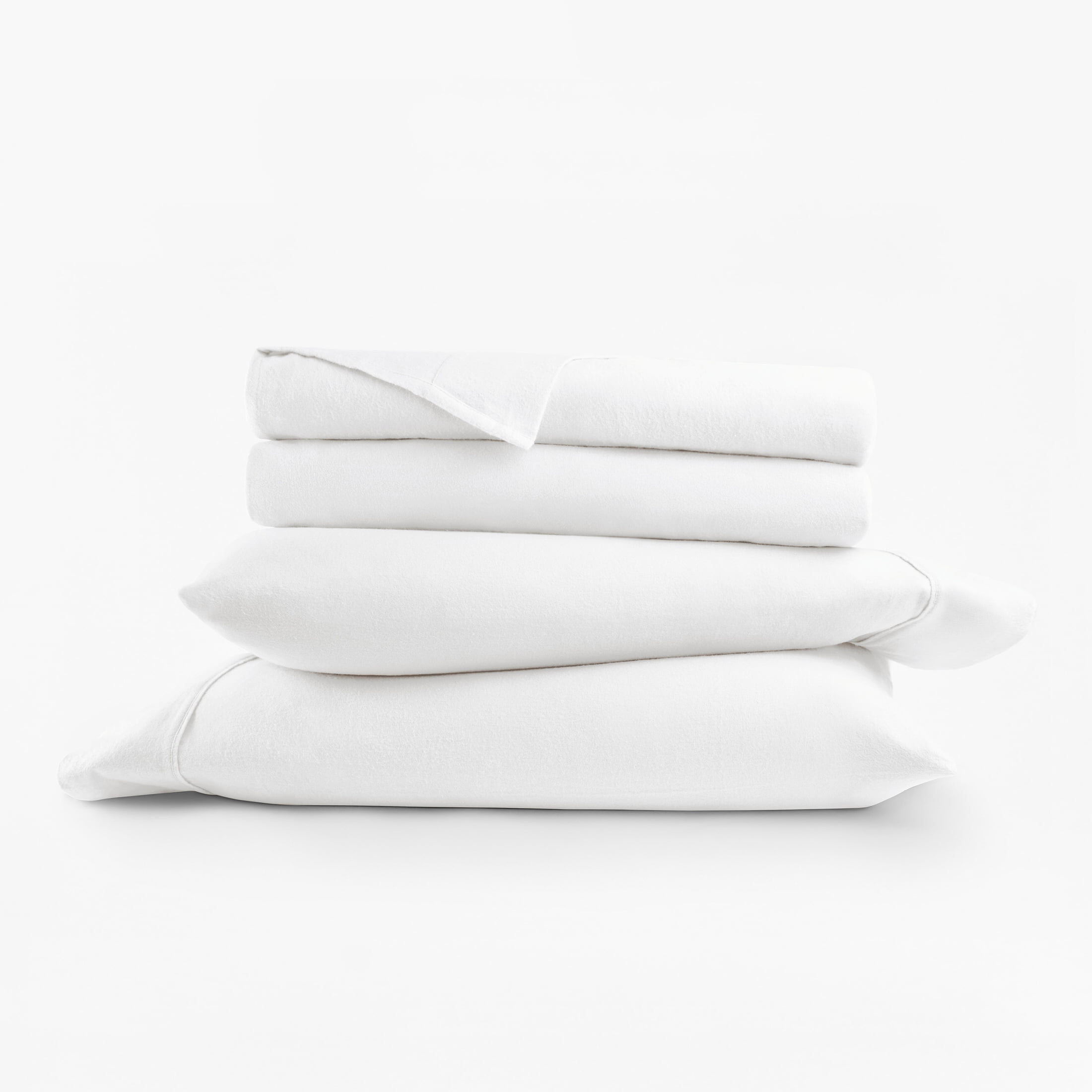 White 4 Piece 100% Cotton Flannel Deep Pocket Sheet Set, Full, by Noble Linens