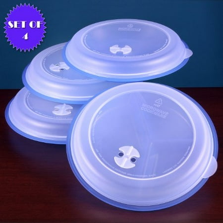 MICROWAVE DIVIDED PLATES WITH VENTED LIDS (Set of 4, (Best Plates For Microwave)