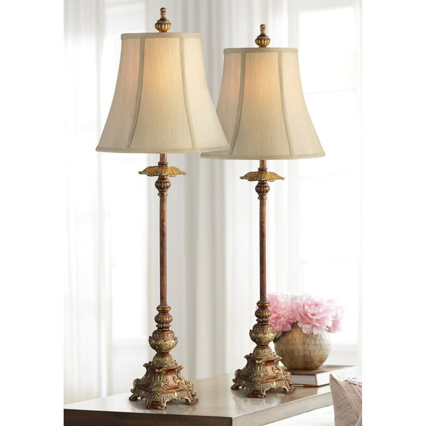 Regency Hill Traditional Buffet Table Lamps Set of 2 Light Bronze Bell