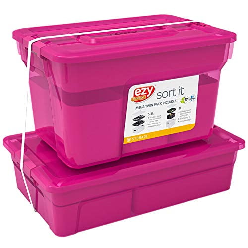Ezy Storage Sort It Small Organizers 2 Pk Magenta Walmart Com Walmart Com
