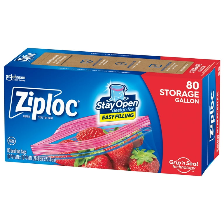 Ziploc® Brand Gallon Size Zipper Storage Bags, Large Food Storage