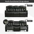 thumbnail image 4 of Manual Recliner Sofa Sets with Bass Speaker,Wireless Charger Faux Leather Manual Reclining Living Room Furniture Set, 4 of 9