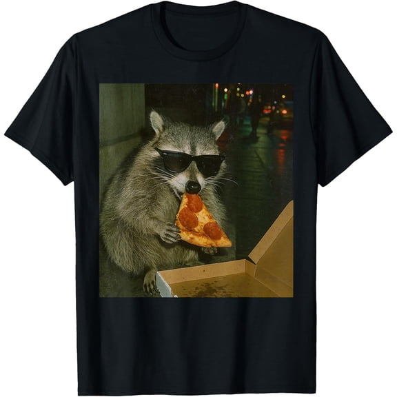 Funny Team Raccoon Eating Pizza Animal Meme Unisex T-Shirt