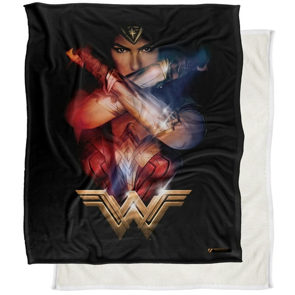 LOGOVISION Wonder Woman Arms Crossed Silky Touch Sherpa Back Super Soft Throw Blanket