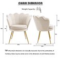 thumbnail image 3 of Mid Century Modern Vanity Velvet Chair for Living Room, Fabric Upholstered Arm Chair Guest Chair with Golden Metal Legs, Set of 2, Small, White, 3 of 7