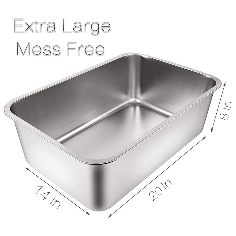3-Pack Stainless Steel Cat Litter Box – Low Entry, Easy To Clean Metal Litter Pan For Kittens, Rabbits, Hamsters & Small Pets