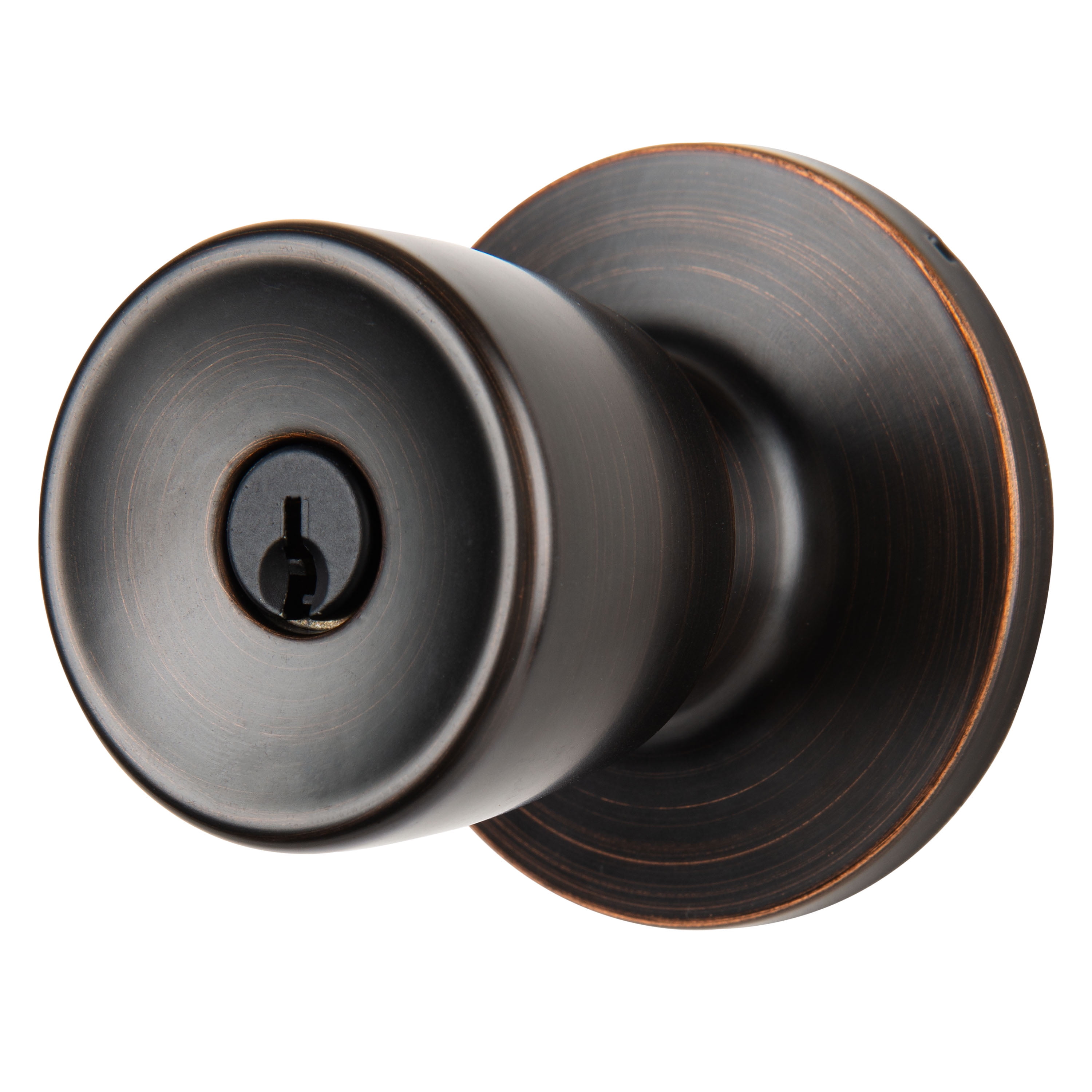 (2 pack) Brinks Mobile Home Keyed Entry Classic Bell Style Doorknob, Tuscan Bronze Finish