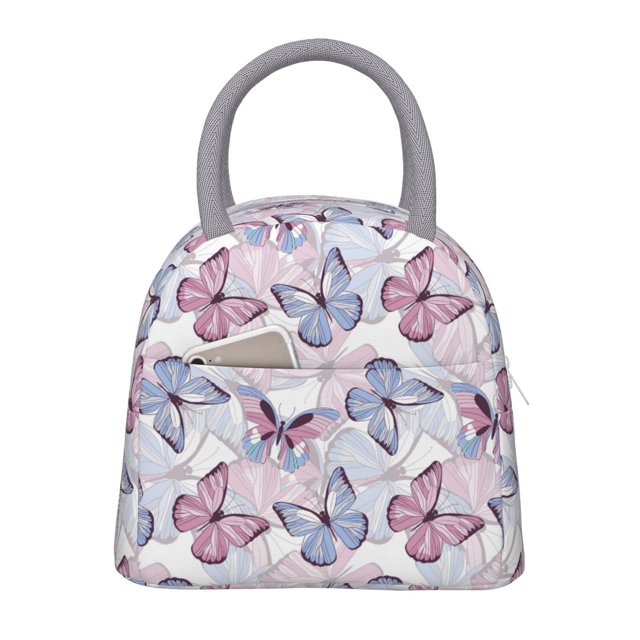 Disketp Butterflies in Pastel Bolsa Térmica para Almuerzo, Lonchera con Abertura Amplia y Gran Capacidad, Organizador Reutilizable para Mujeres, Hombres y Adultos