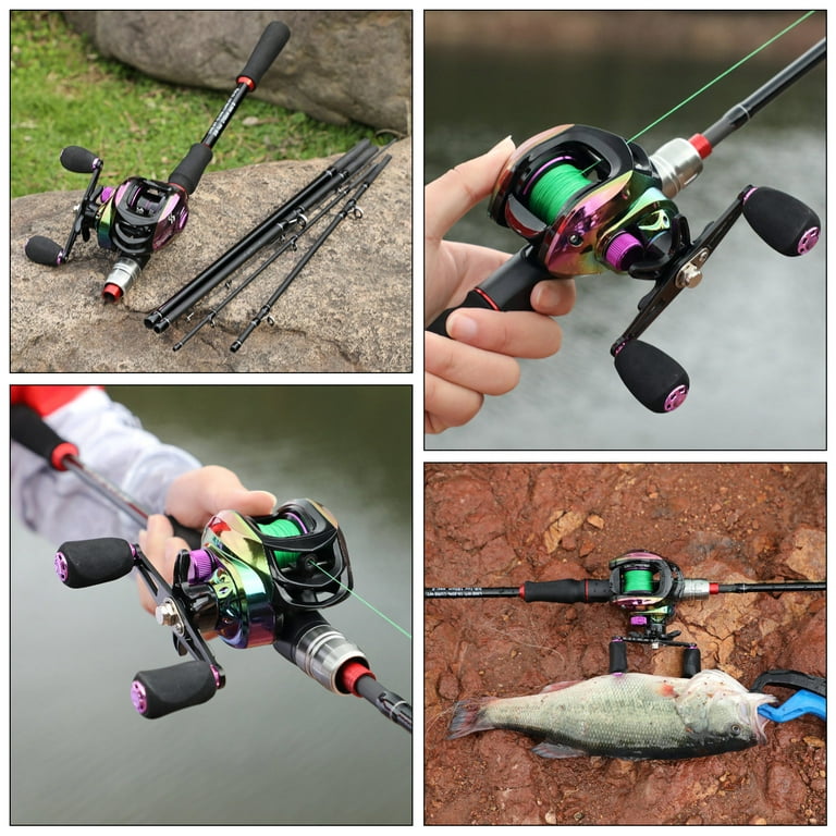 Sougayilang 6ft Casting Rod and Reel Combo 5 Piece Fishing Pole with 19+1  Ball Bearings Baitcaster Reel Set
