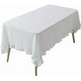 thumbnail image 2 of Fennco Styles French Ruffled Border Cotton Woven Tablecloth 55" W x 95" L - White Table Cover for Banquets, Holiday, Special Events, Home, Dining Room Décor and Everyday Use, 2 of 2