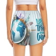 thumbnail image 4 of Uemuo Let's go Travel Around the World Pattern Women's Athletic Shorts High Waisted Running Shorts with Liner Pockets Gym Elastic Workout Shorts-XX-Large, 4 of 9