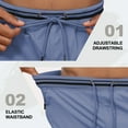 thumbnail image 4 of QPNGRP Men's Zipper Pocket Quick Dry Shorts Drawstring Elastic Waistband Casual Shorts Grayblue 38, 4 of 6