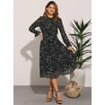 thumbnail image 4 of DARING DIVA Fall Floral Long Sleeve Chiffon Midi Dress S Black, 4 of 6