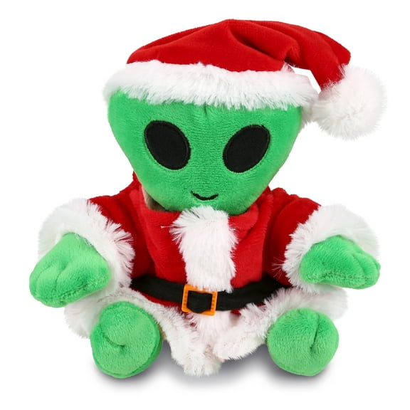 DolliBu Santa Alien Stuffed Animal Plush Toy - Super Soft Stuffed Green Alien Dress Up with Red Santa Claus Outfit, Space Life Holiday Christmas Gift - 6 Inches