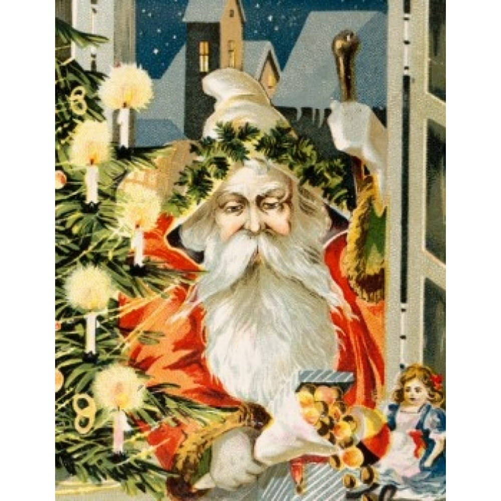 Merry Christmas: Santa In Window Nostalgia Cards Poster Print (18 x 24 ...