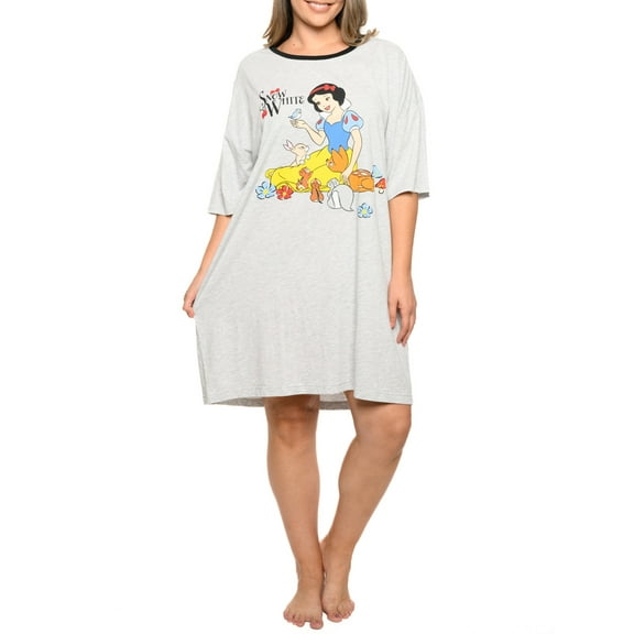 Disney Plus Size Womens Snow White Sleep Shirt Nightgown Gray One Size Pajamas