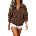 thumbnail image 6 of Enjoytime Fleece Jacket Women Collared Long Sleeve Zip Up Coat Fall Winter Warm Cozy Casual Plus Size Clothes with Pocket, 6 of 8