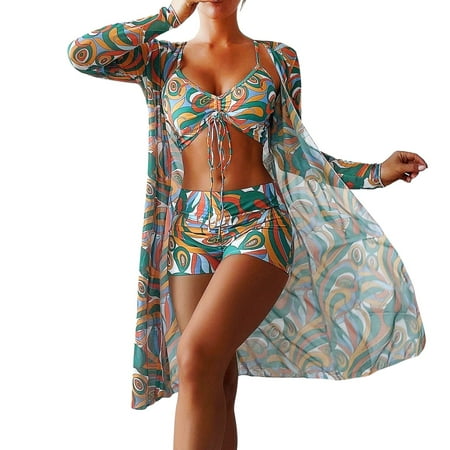 High Waist Sunflower Swimsuit Bottoms for Women Bikinis 2022 3 Bathing Suit Women Two Piece Shorts Piece Bikini Set Cover Racing Swimsuit Women plus Up Swimsuit For Women Long Sleeve Push Up