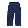 thumbnail image 3 of Blue Womens Sweatpants Womens Casual Loose Elastic Waist Cotton Trouser Cropped Wide Leg Pants Casual Pants Women, 3 of 5