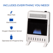 Procom Heating Liquid Propane Vent Less Blue Flame Heater with Base Feet -10,000BTU T-Stat Control Model-ML100TBA-B
