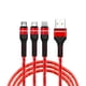 thumbnail image 1 of Cable de carga USB 3 en 1 Línea de cargador múltiple Tipo C Reemplazo de conector micro USB para iPh Abanopi Rojo, 1 of 7