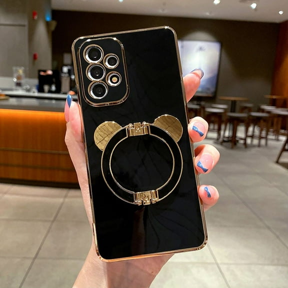 Haobuy Plating Hidden Stand Case for Samsung Galaxy S24 Ultra S24 Plus S24 Soft TPU Shockproof Cute Case