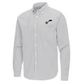 thumbnail image 2 of Men's Antigua Gray Utah Jazz Ellis Woven Tri-Blend Button-Down Shirt, 2 of 3