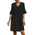 thumbnail image 2 of hanxiulin women summer dresses v-neck bell sleeve t-shirt dress ruffles casual mini female dress, 2 of 7