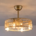 thumbnail image 4 of 18'' Ceiling Fan Light Bamboo Caged Ceiling Fans Light W/ Remote Control&Battery, 4 of 15