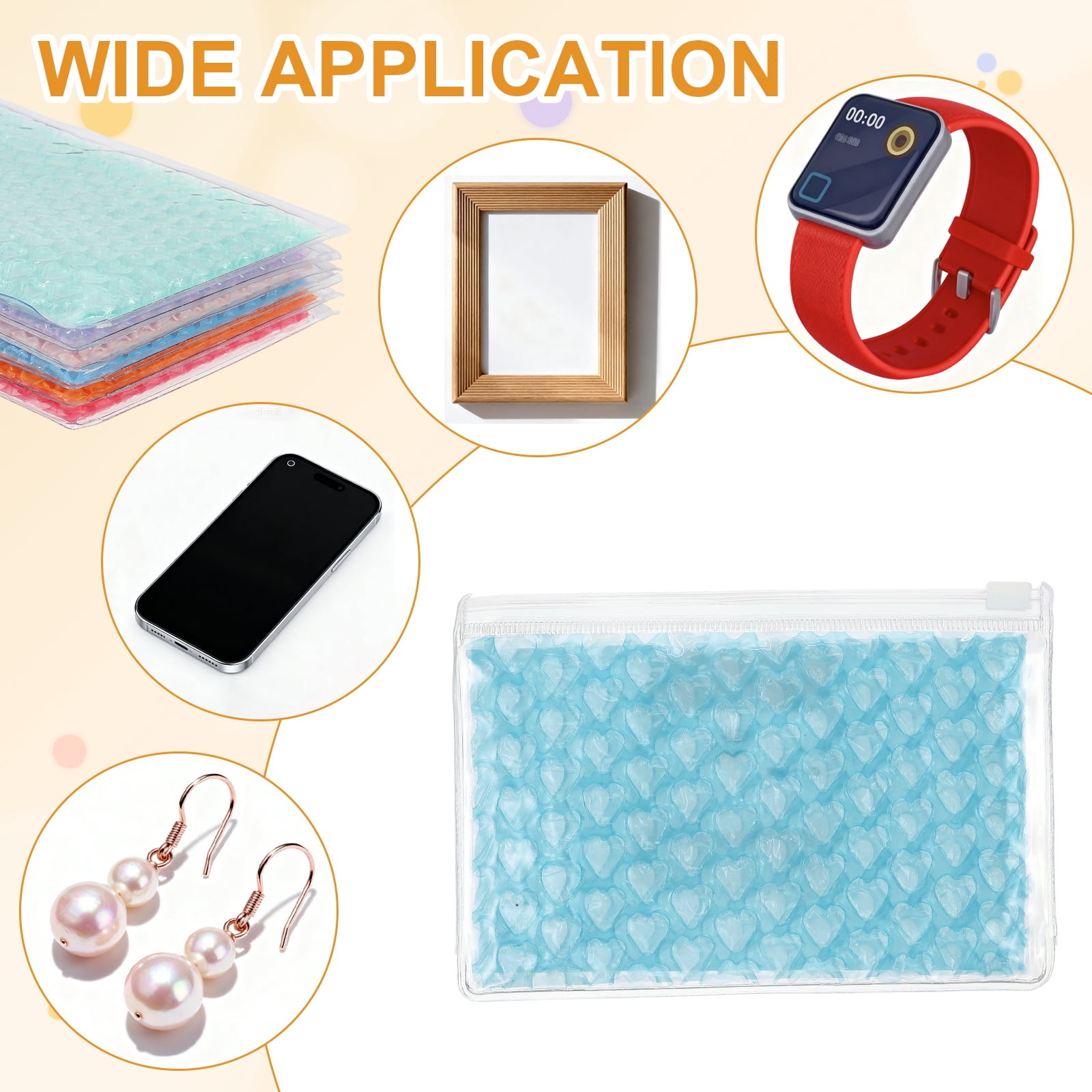 Uxcell Clear Bubble Bags, (9 x 6 Inch, Sky Blue) (6 Pcs), Lightweight Economic Heart Bubble Wrapping Pouches Zipper Packing Cushioning Bag, Suit for - Mailing Shipping/Packaging/Storage